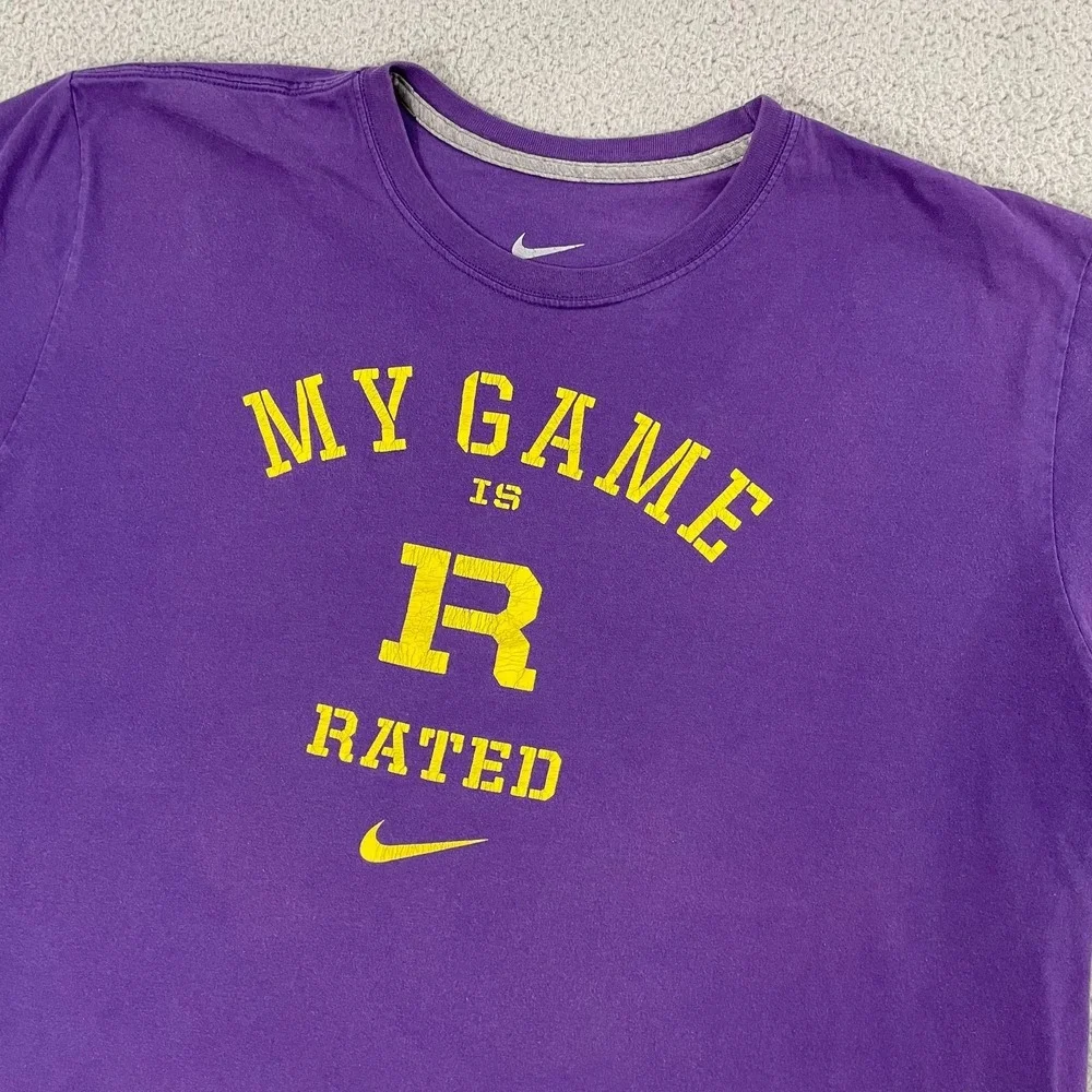 My Game Is R Rated Shirt Men XXL Purple Center Swoosh Sportswear Regular Fit Tee